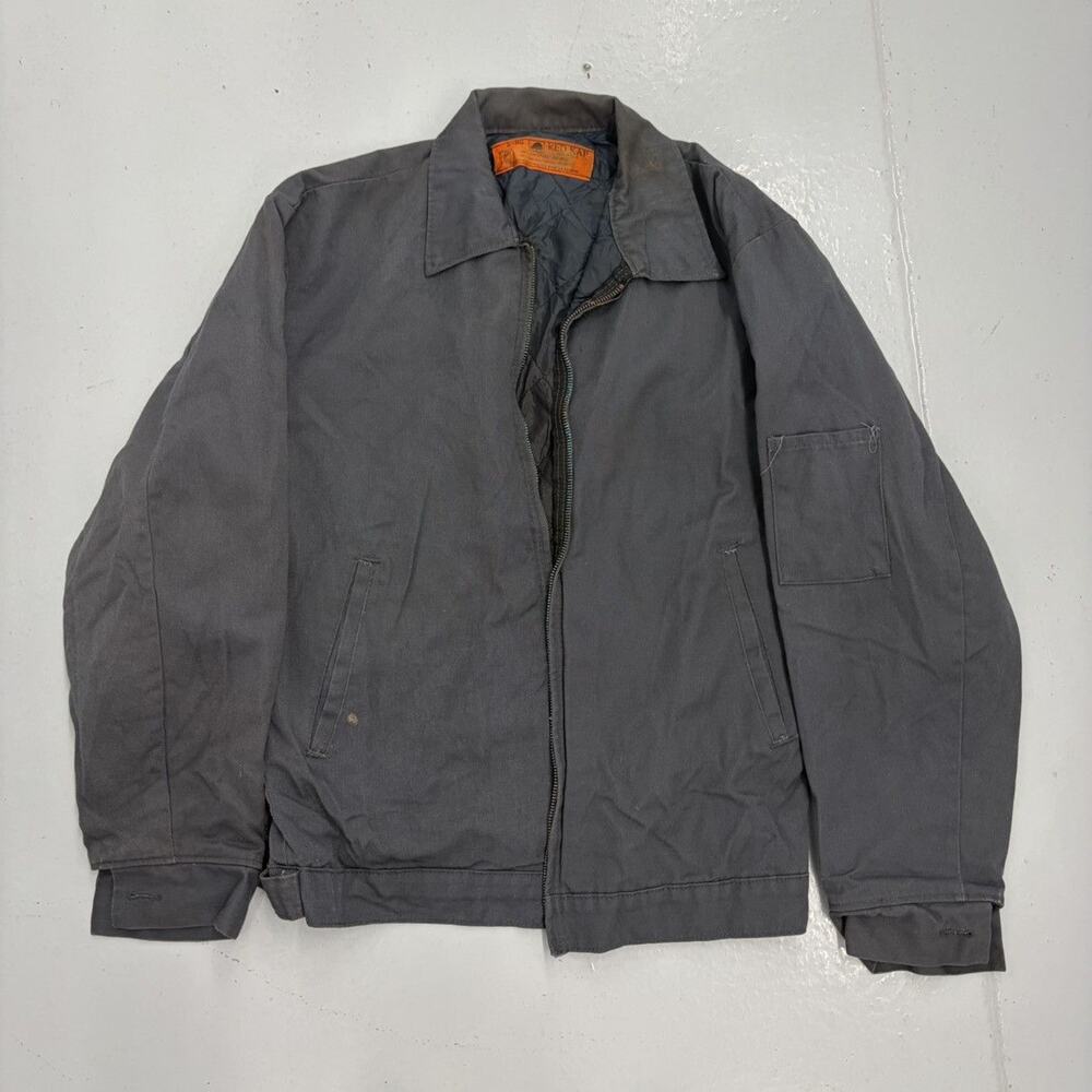 Vintage 70s Red Kap Grey Canvas Workwear Mechanics Jacket